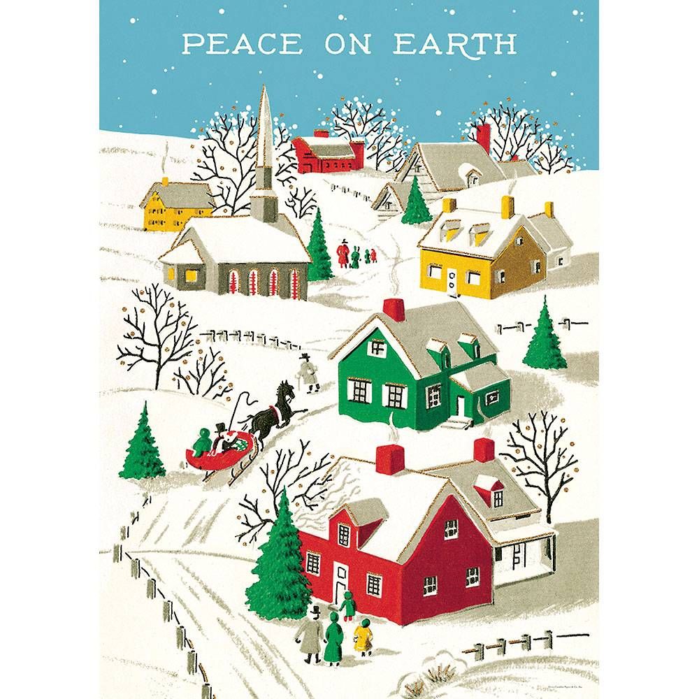 Peace On Earth Village Flat Wrap