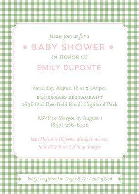 Gingham Baby Shower Invitation