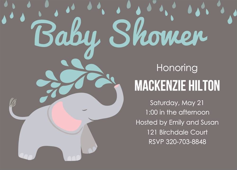 Elephant Baby Shower Invitation