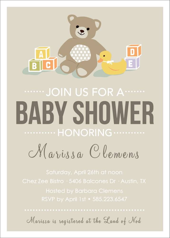 Teddy Bear Baby Shower Invitation