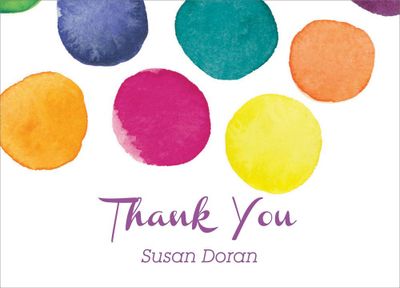 Watercolor Dots Baby Thank You Notes