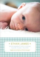 Gingham Boy Birth Announcement