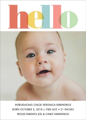 Colorful Hello Girl Birth Announcement