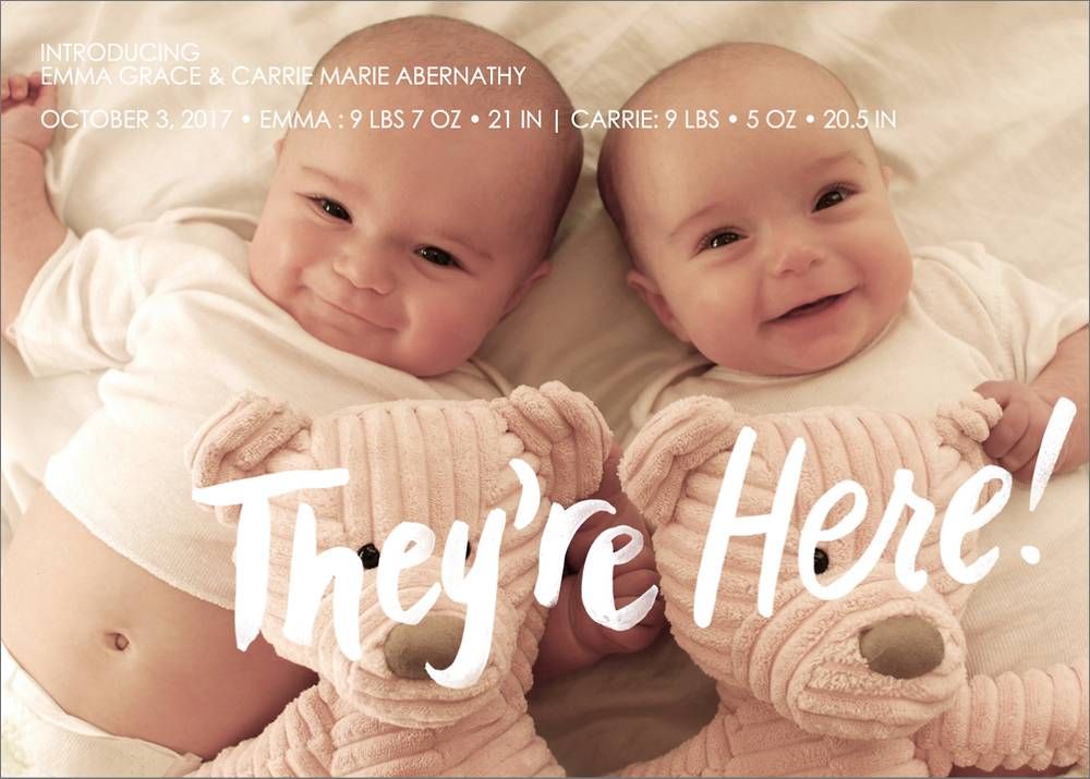 They're Here Twin Girls Birth Announcement