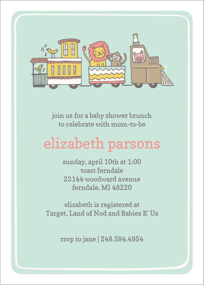 Animal Train Baby Shower Invitation