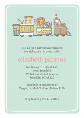 Animal Train Baby Shower Invitation