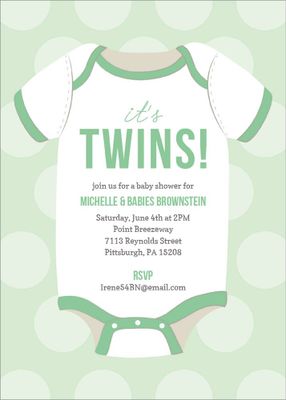 Twin Onesie Baby Shower Invitation