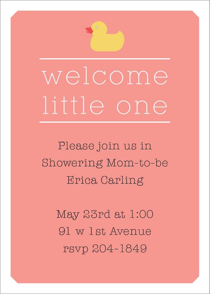 Welcome Ducky Baby Shower Invitation