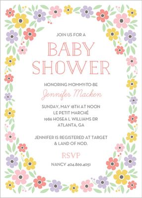 Floral Frame Baby Shower Invitation