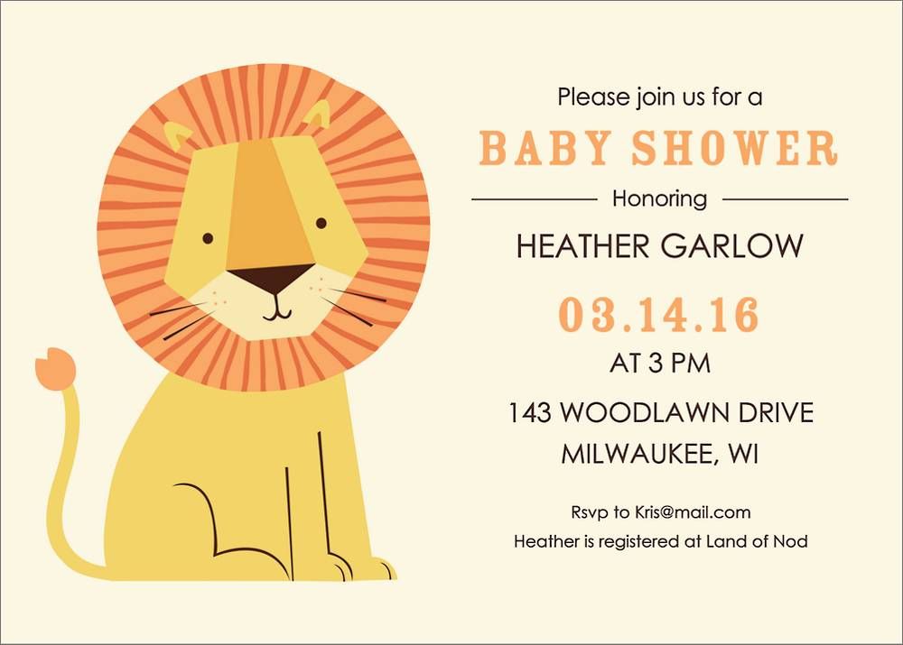 Lion Baby Shower Invitation