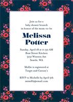 Navy Ditsy Floral Baby Shower Invitation