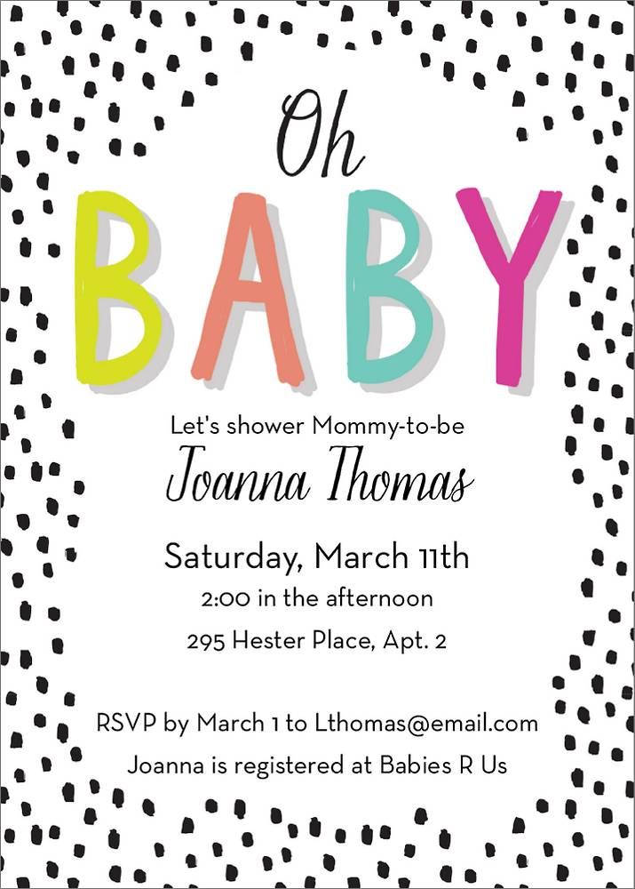 Oh Baby Dots Baby Shower Invitation