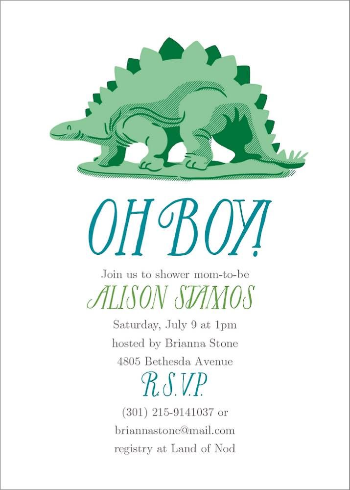 Oh Boy Dinosaur Baby Shower Invitation