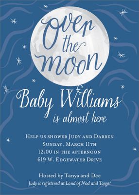 Over The Moon Baby Shower Invitation