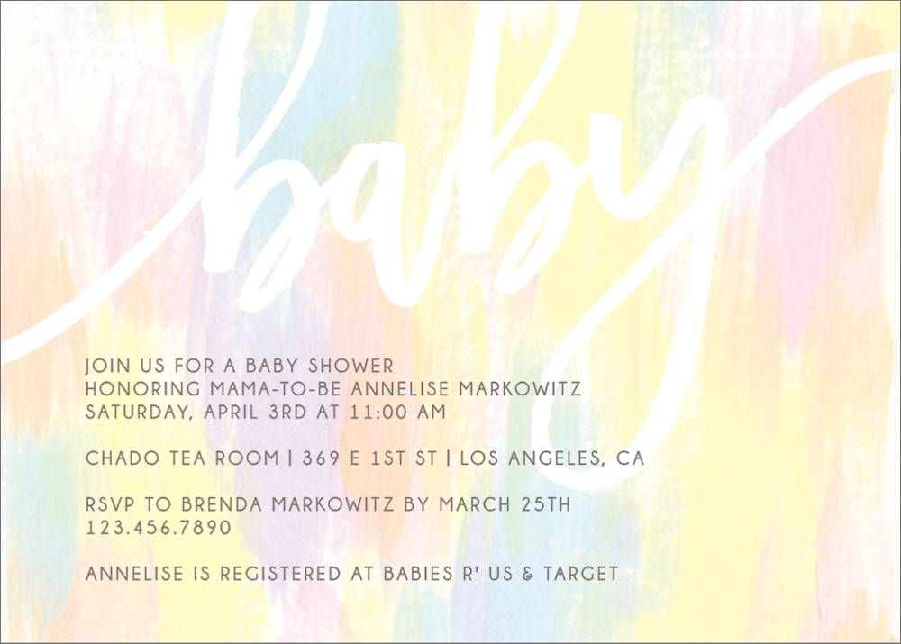 Pastel Brush Baby Shower Invitation