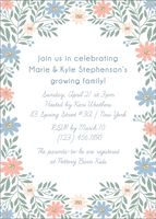 Flowers and Leaves Baby Shower Invitation