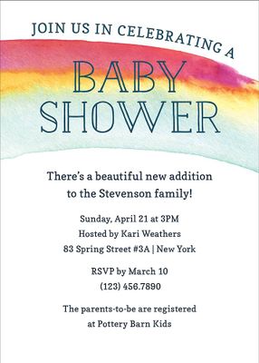 Watercolor Rainbow Baby Shower Invitation