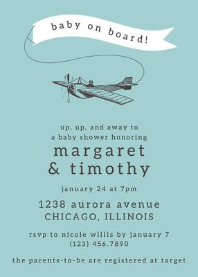 Airplane Banner Baby Shower Invitation