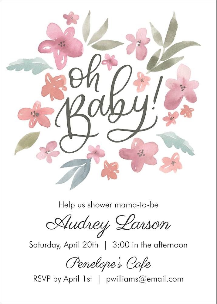 Watercolor Floral Baby Shower Invitation