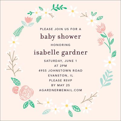 Daisy Floral Wreath Baby Shower Invitation