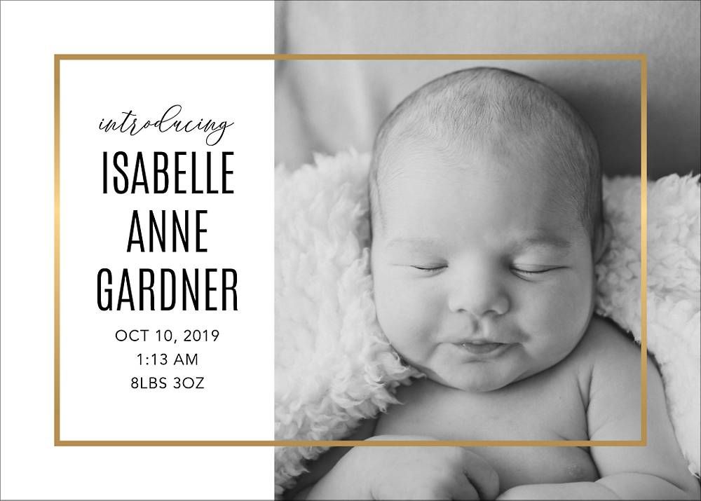 Horizontal Thin Line Frame Birth Announcement