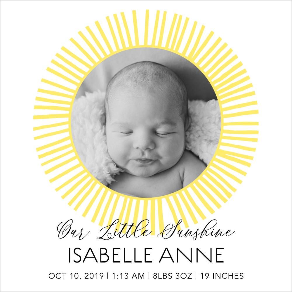 Sunburst Birth Announcement