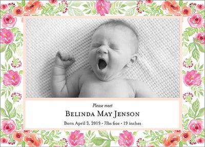 Floral Pattern Birth Announcement