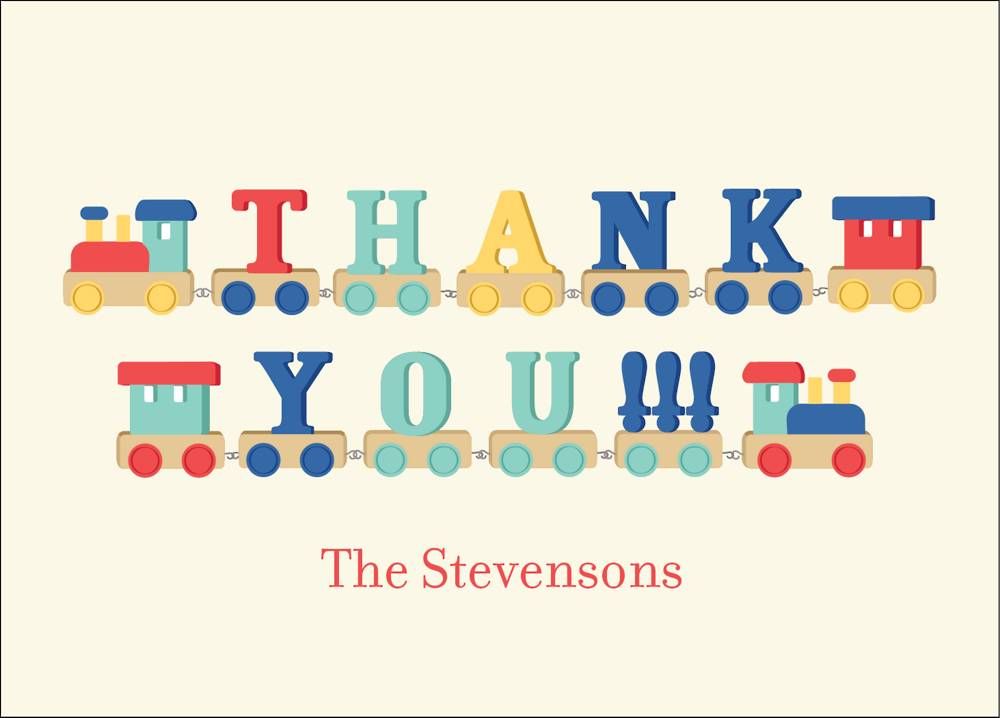 Toy Train Baby Thank You Notes