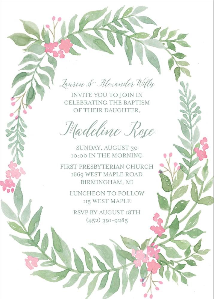 Blooming Frame Baptism Invitation