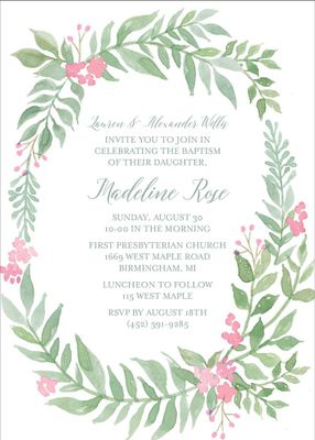 Blooming Frame Baptism Invitation