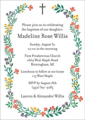 Bouquet Frame Baptism Invitation