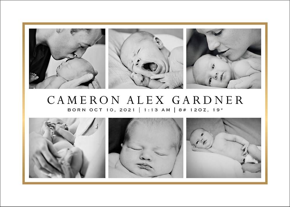 Thin Line Multi-Photo Birth Announcement