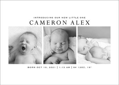 Three Photo Horizontal Birth Announcement