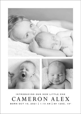 Three Photo Vertical Birth Announcement