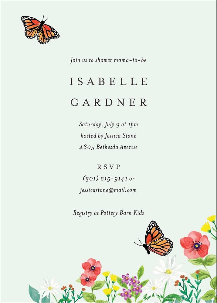 Butterfly Garden Baby Shower Invitation