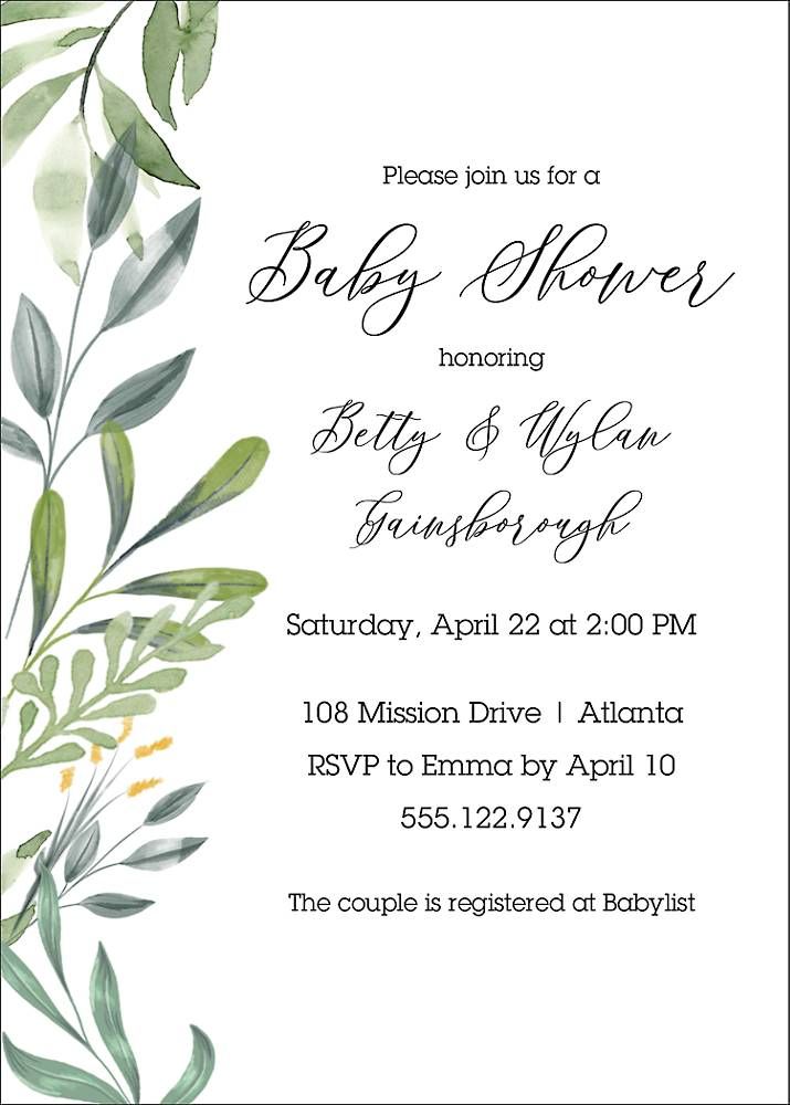 Greenery Baby Shower Invitation