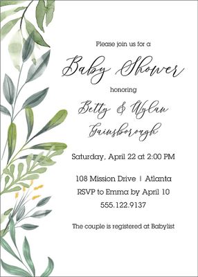 Greenery Baby Shower Invitation