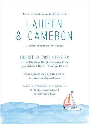 Sailboat Baby Shower Invitation