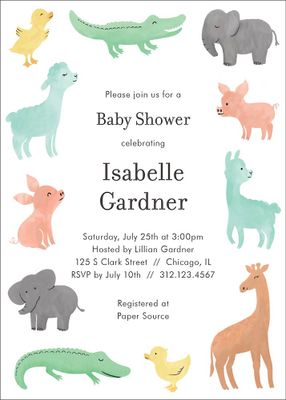 Soft Animals Baby Shower Invitation