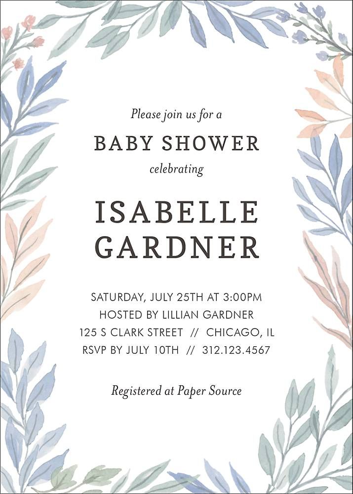 Soft Foliage Baby Shower Invitation