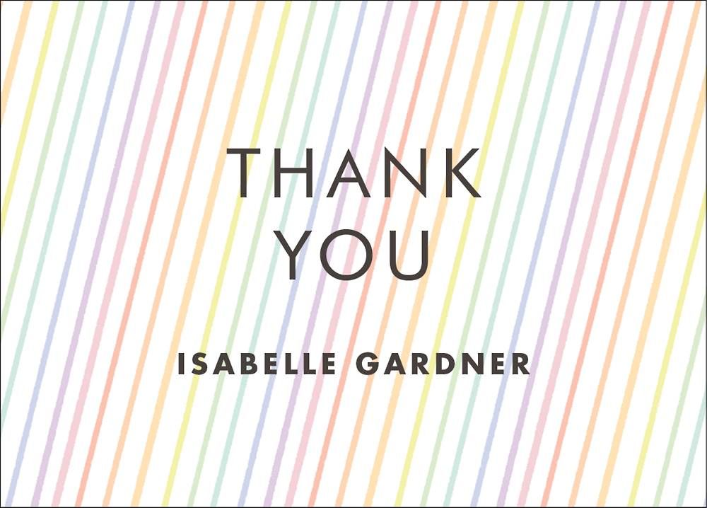 Rainbow Stripe Thank You Notes