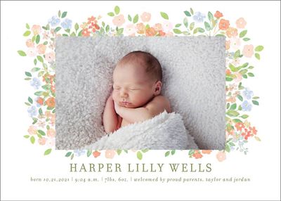 Painted Meadow Horizontal Birth Announcement