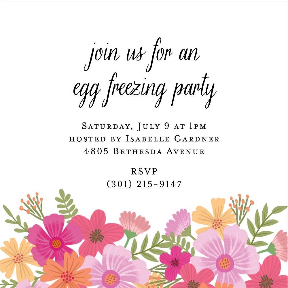 Garden Blooms Egg Freezing Party Invitation