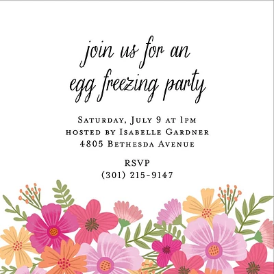 Garden Blooms Egg Freezing Party Invitation