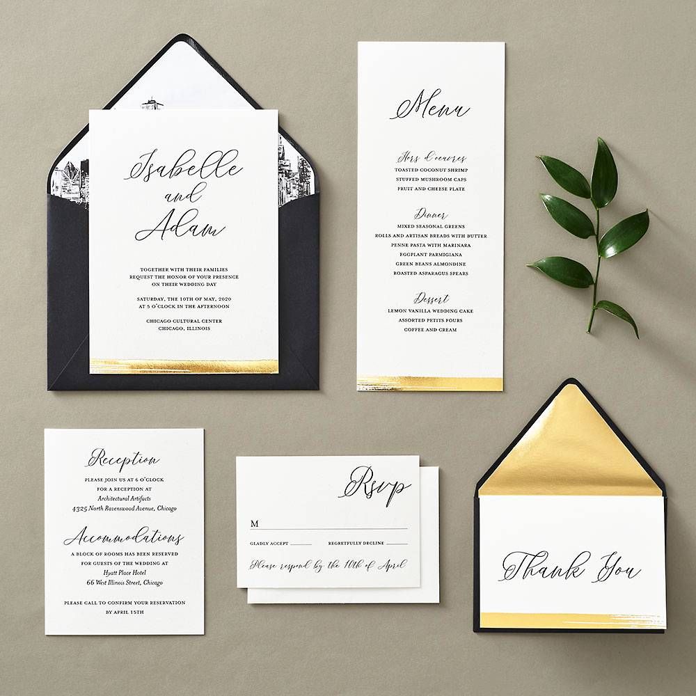 Brushstroke Foil Wedding Invitation