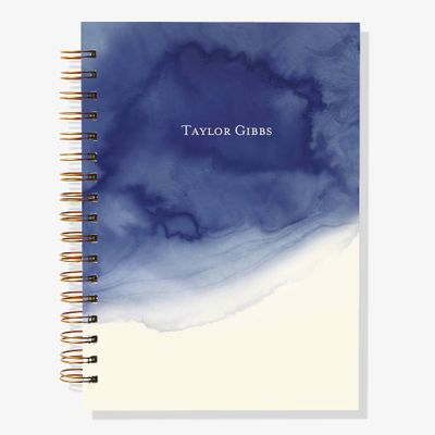 12-Month Navy Watercolor Custom Planner