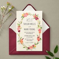 Floral Wreath Wedding Invitation