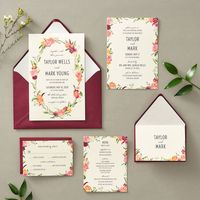 Floral Wreath Wedding Invitation