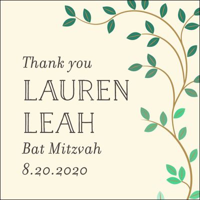 Vine Frame Bat Mitzvah Gift Tag Label