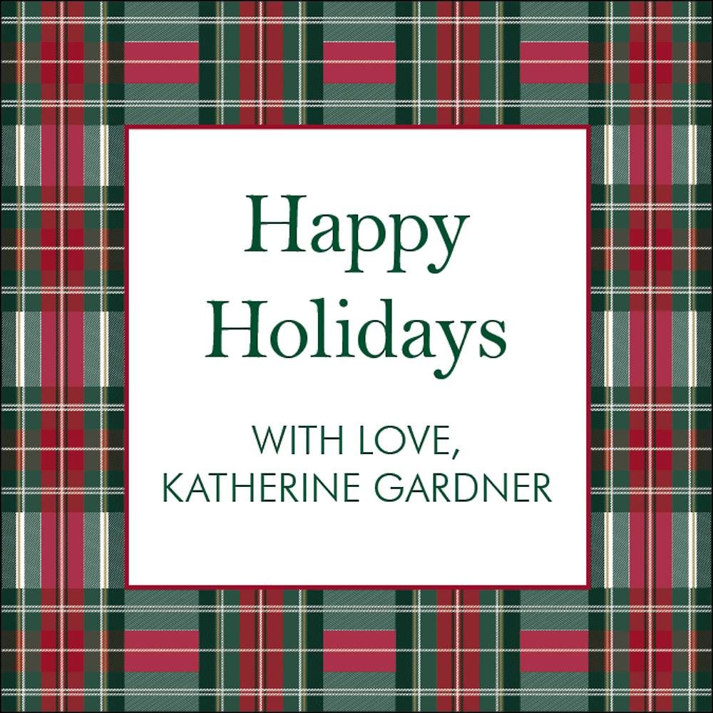 Festive Plaid Holiday Gift Tag Label